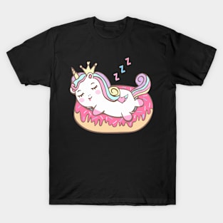 Cute Unicorn Lies On Donut T-Shirt